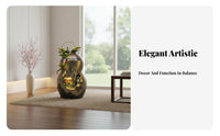 Humidifying Effect Gourd Shaped Floor Fountain Calming Ambiance Chinese Design Water Circulation Decor Easy Setup Cascading Water Fountain Handmade for Feng Shui Enthusiasts, Business Owners, Living Room, Office, Reception Area, Entryway