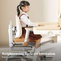 responsive spine Support Ergonomic Kids Chair Adaptive Double spinerest Adjustable Student Chair Breathable Mesh Fabric Desk Seat Built-in Footrest for Students, Parents, Study Room, Home, Bedroom, Playroom