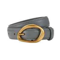 Classic Women's Leather Belt Simple Belt with Gold Buckle Stitched Accessory Stylish for Office