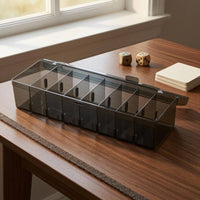 7 Divider Boards Acrylic Card Storage Box Removable Dividers Clear-Lid Card Box