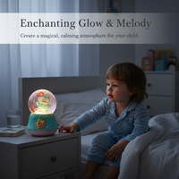 Cute Glowing Snow Globe Music Box with Clownfish Figurine, Creative Resin Desktop Ornament for Kids