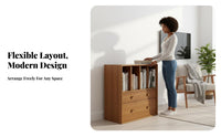 Vintage design sectional Low shelving unit versatile Combination media center Cabinet Multi-Functional Storage Furniture for Design lovers, Apartment Dwellers, Homeowners, Living Room, Home Office, Bedroom