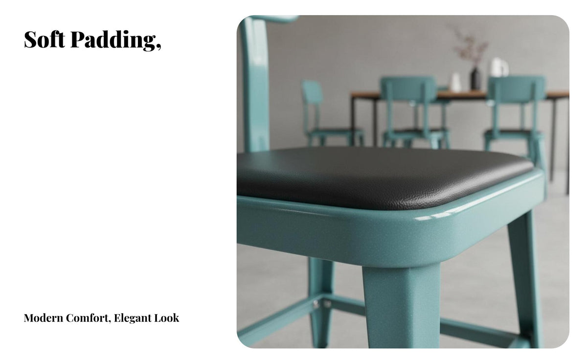 Retro Look utilitarian Metal Seat long-lasting Construction Stackable utilitarian Side Chair Floor-Protecting Feet Dining Stool for Cafe Owners, Design aficionados, homeowners, Restaurant, Office, Kitchen