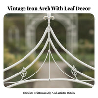 Powder Coated Finish Wrought Iron Garden Arch Weather Resistant Freestanding Climbing Plant Arbor Rustproof Vintage Design Metal Arch Decorative Scrollwork for Gardeners, Homeowners, Event Planners, Patio, Backyard, Yard, Pathway Entrance