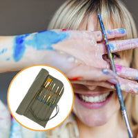 Travel-Friendly 22 Slot Brush Pouch Space-Saving Canvas Paint Brush Roll Lightweight and Compact Roll-up Paintbrush Holder Large Capacity for Artists, Painters, Outdoor Painting