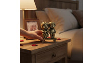 Elderly Couple Statue Brass Figurine with Bench Antique-Style Couple Figurine for Desk Decoration