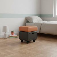 Minimalist Storage Side Table Solid Wood Construction Modern Stacked Bedside Cabinet Rounded Corners Rotating 2-Drawer Nightstand for Small Areas