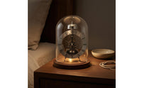 Transparent Dome Clock Gear Detail Walnut Base Clock Mechanical Style Home Decor