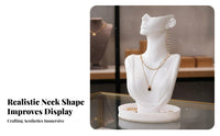 Portrait Jewelry Display Stand Pierced Ear Holes Mannequin Jewelry Stand Elegant Design Necklace Bust Display for Boutiques, Retail Store, Storefronts