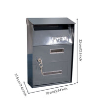 Wall-Mounted Mailbox Metal Mailbox with Lock and Key Postbox Upright Letterbox Rectangular for Homeowners, Outdoor, Villa