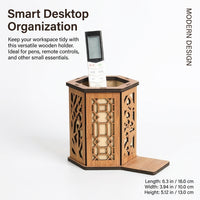 Wooden Pen Holder for Desk, Solid Wood Desktop Storage Box, Rectangular Stationery for Students, Customizable Size Available