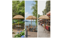 Parasol with Faux Straw Canopy Waterproof Thatched Tiki Umbrella Tropical Thatch Parasol for Garden, Courtyard, Cafe Terrace