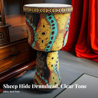 Tuningnon-Tuning African Djembe Lightweight Hand Drum and Goatskin Drumhead Percussion Instrument Portable for Beginners, Musicians, School, Kindergarten, Music Class, Outdoor Gatherings