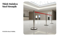 Anti-Rust Stainless Steel Retractable Belt Barrier Heavy-Duty Base Retractable Belt Crowd Control Post Long-Lasting Double Layer Queue Stanchion Weather Resistant for Event Organizers, Retail Managers, Business Owners, Events, Exhibition Halls, Airports