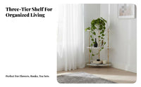Freestanding 3-Tier Corner Shelf Luxury Aesthetic Display Stand Space-Saving Design Storage Rack Sturdy Construction for Apartment Dwellers, Interior Designers, Living Room, Balcony, Corners, Small Areas