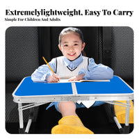 Foldable Bi-Fold Portable Table Space-Saving Bed Tray Multi-Purpose Lap Desk Lightweight for Travelers, Telecommuting Workers, Dorm Room, Home Office, Sofa, Floor