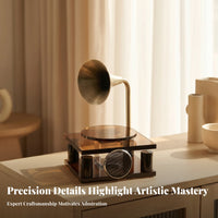 Square Foundation Decoration Tabletop Gramophones Metal Speaker