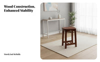 Sturdy Construction Square Saddle Stool High Load-Bearing Backless Saddle Stool Built-in Footrest Indoor Furniture Rounded Corners for Adults, Homeowners, Entertainers, Living Room, Home Bar, Kitchen, Restaurant