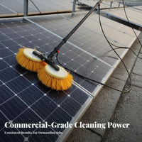 Soft Bristles Solar Panel Cleaning Machine Multi-Functional Photovoltaic Panel Washer Powerful Drive Unit Telescopic Double Brush Cleaner Lightweight for Maintenance Professionals, Commercial Property Managers, Greenhouses, Storefronts, Rooftops