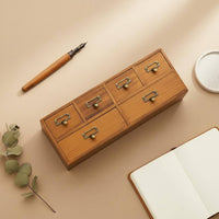 Wooden Desktop Organizer Large Capacity Multi-Drawer Storage Box Wooden Library Card Catalog No Assembly Required for Study Room