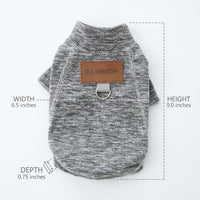 Dog and Cat Pullover, Warm Fleece Lined Sweater for Small Animals, Unisex Mock Autumn Winter Clothing