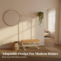 complete Design Coat Rack with Shoe Bench Multi-Functional unobstructedstanding Rack with Bench and Shoe Shelves Space-Saving Entryway Furniture Creamy aesthetic for Apartment Dwellers, Homeowners, Families, Hallway, Mudroom, Living Room, Bedroom