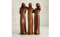 Wood-Look Three Sisters Figurine Stylized Resin Figurine Smooth Resin Statue Artisanal for Friends, Collectors, Shelf, Office