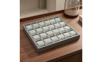 Open-Top Watch Display Tray Padded Watch Storage Tray Gray Divided