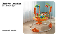 Foldable Design Rotating Baby Entertainer Vibrating Function 360-Degree Rotating Bouncer Music and Lights Infant Bouncer Height Adjustable for Infants, Parents, Toddlers, Playroom, Living Room, Indoors, Playtime