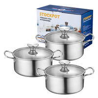 Stainless Steel Cookware Set Easy Cleaning Stainless Steel Pot Set Polished Stockpot with Lid for Students, Home Kitchen