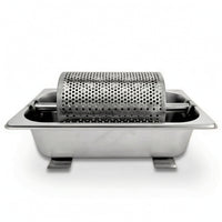 Butter Roller with Tray Stainless Steel Butter Roller Kitchenware Perforated Utensil Countertop for Home Cooks, Kitchen, Brunch
