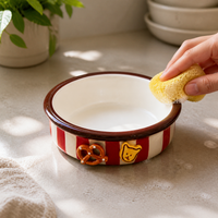 Hand-Painted Ceramic Pet Bowl for Cats and Dogs, Large Caliber Anti-Tip Design