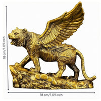 Flying Tiger Figurine Gold Tone Flying Tiger Decor Carved Look