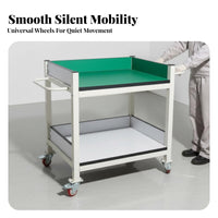 Anti Tool Cart Locking Wheels 2 Tier Service Trolley High Load Capacity Portable Workstation Push Cart for Technicians, Lab Workers, Factory, Garage