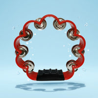 Crisp Percussive Sound Double Row Jingle Tambourine Easy to Play Double Row Tambourine Ergonomic Handle Flower Shaped Hand Bell Polished Edges for Children, Toddlers, Beginners, KTV, Party, Performance, Classroom