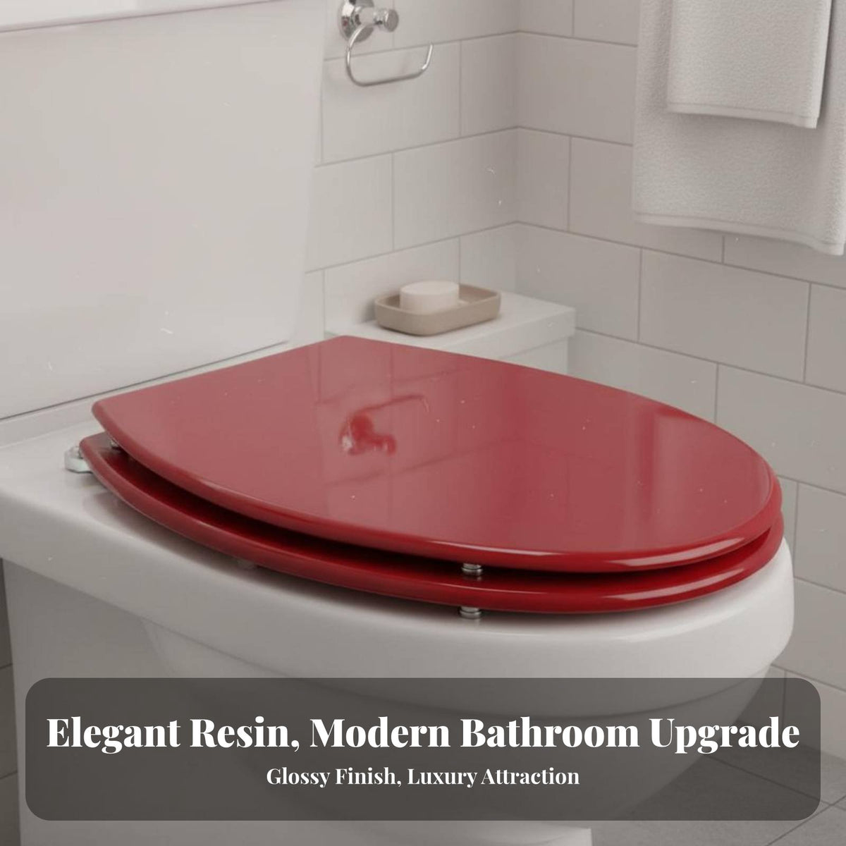 Easy to Install Universal Toilet Lid Quiet Operation Resin Toilet Seat Comfortable Bathroom Fixture Non-Yellowing for Homeowners, DIY Enthusiasts, Adults, Restroom, Home, Hotel