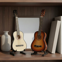 2 Pieces Miniature Guitar Model With Stand Classical Guitar Figurine Polished Surface House Decoration for Desk, Bookshelf