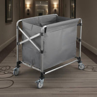 Removable Bag Collapsible Linen Trolley Large Capacity Foldable Laundry Cart Heavy Duty Rolling Laundry Hamper Silent Wheels for Housekeepers, Janitors, Hotel, Commercial, Hospital, Laundromat