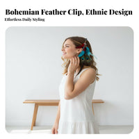 Feather Hair Fastener Handmade Peacock Feather Hair Fastener Colorful Feathers Chic Able for Women, Photography Shoots