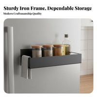 Magnetic Refrigerator Shelf Drill Installation Magnetic Fridge Shelf Space Saving Kitchen Organizer for Renters, Washroom, Workshop, Laundry Room