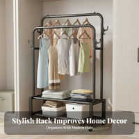 Foldable Freestanding Closet Organizer Space Saving Metal Clothing Storage Rack Easy Assembly Freestanding Wardrobe Rack High Capacity for Apartment Dwellers, Retail Shop Owners, Bedroom, Dorm Room, Basement, Entryway