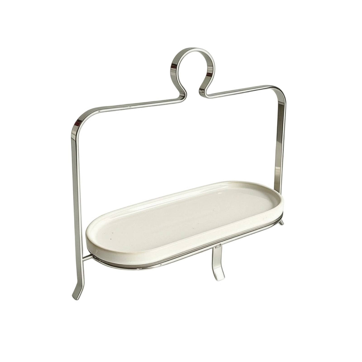 Dessert Stand with Ceramic Trays Stainless Steel Pastry Stand with Metal Frame Elegant Serving Platter for Bakery