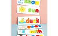 Colorful Wooden Spelling Game Painted Finish Wooden Word Builder Rounded Shapes Letter Recognition Game Smooth Edges for Children