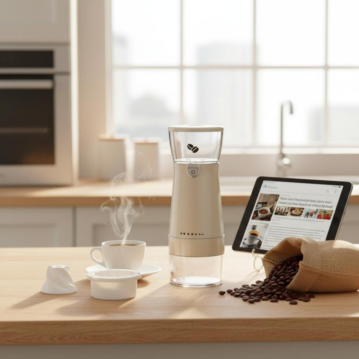 Portable Coffee Grinder Long Battery Life Portable Electric Coffee Grinder Adjustable Pulverize Settings for Travel, Outdoor