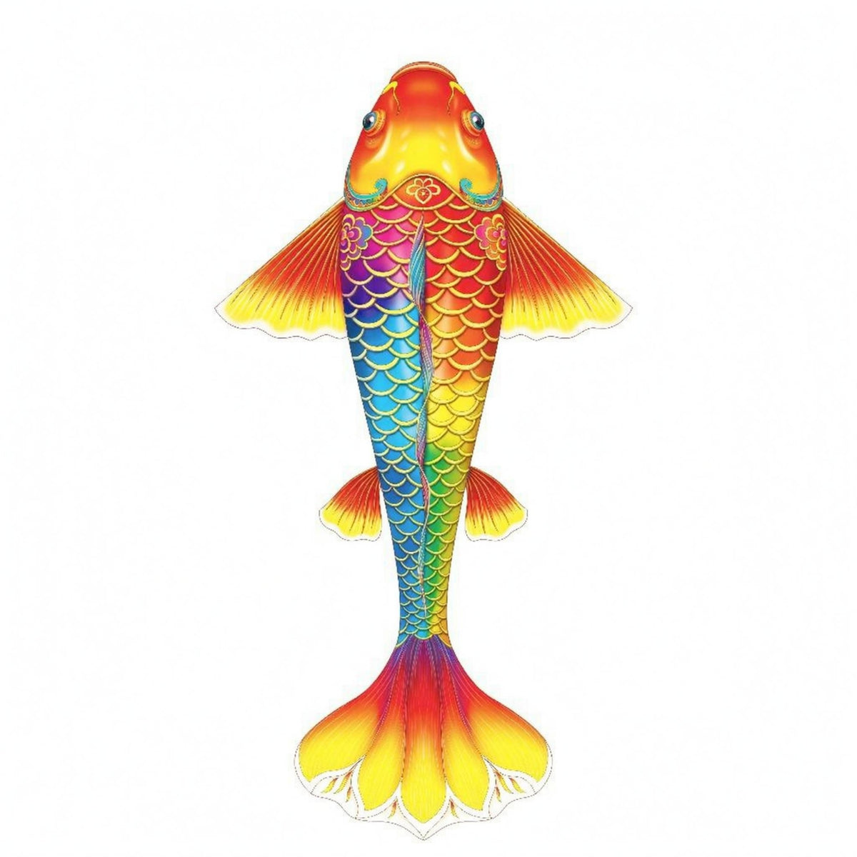 Colorful Koi Fish Kite Flowing Tail Koi Kite Bright Colors Wind Flyer for Outdoor, Beach, Park