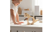 Gift Idea Wooden Dinosaur Coin Bank Cute Desk Display Transparent Dinosaur Savings Bank Natural Wood Dino Currency Box Educational for Children, Boys and Girls