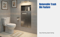 Stainless Steel Bathroom Niche Tissue Dispenser, Recessed Trash Can, Wall-Mounted Storage Shelf, Embedded Toilet Organizer