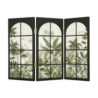 Tropical Three-Panel Desktop Screen Hinged Tabletop Folding Screen Compact Decor Decorative for Cabinet
