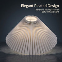 Light Shade with Pleated Design for Table Lamps, Lampshade 41cm Diameter in PVC Material, Bedside for Bedroom