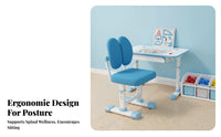 Kids Study Desk and Chair Set Large Work Surface Height Adjustable Student Desk Rounded Corners Ergonomic Children's Study Table for Students, Bedroom